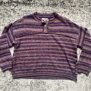 Cleo + Wolf Space Dye Henley Sweater Purple‎ Size Medium